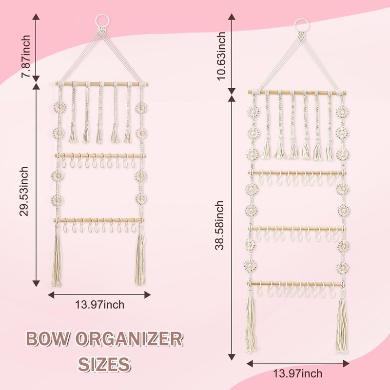 GRDYEAAR RDYEAAR Bow Organizer for Girls, Headband Organizer for Baby Girl, Bow Hanger for Girls, White Baby Girl Nursery Decor, Toddler Hair Accessory Organizer，Hanging Organizer - Image 4